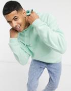 Asos Design Oversized Hoodie In Green Reverse Fleece