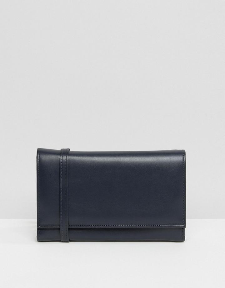 Lotus Fold Over Clutch Bag - Navy