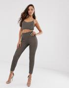 Asos Design Two-piece Metallic Knitted Pants - Silver
