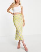 & Other Stories Wrap Waist Midi Skirt In Yellow Check Print - Part Of A Set