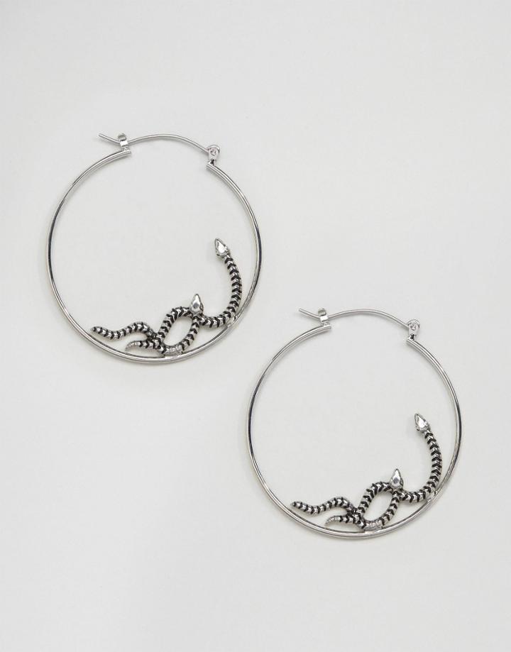 Asos Large Snake Hoop Earrings - Silver