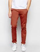 Selected Homme Slim Fit Chinos With Italian Leather Belt - Red