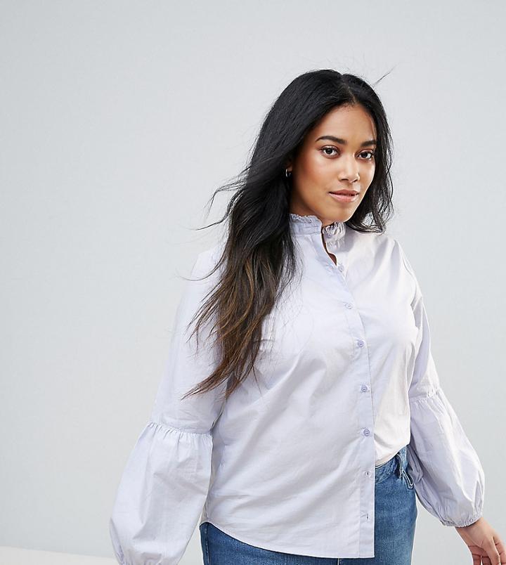 Influence Plus Shirt With Blouson Sleeves - Blue
