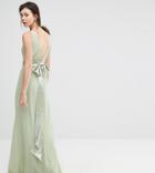 Tfnc Tall Wedding Sateen Bow Back Maxi Dress - Green