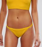 Wolf & Whistle Ribbed Micro High Leg Bikini Bottom - Yellow