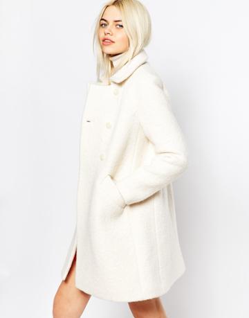 Monki Double Breasted Coat 60's Coat - White