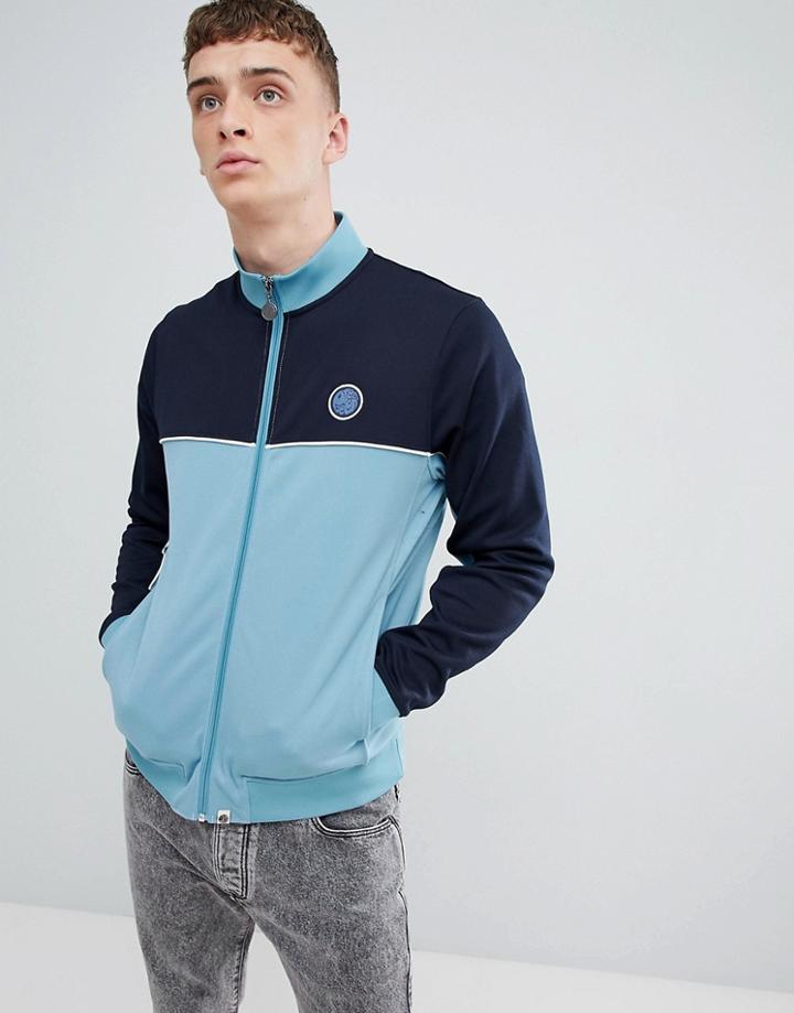 Pretty Green Tricot Zip-thru Track Top In Dark Navy - Navy