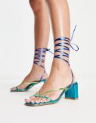 Raid Annelise Tie Ankle Strappy Sandals In Mixed Metallic-multi