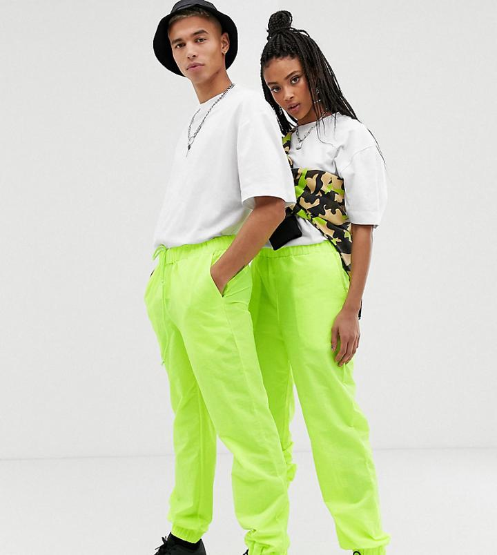 Collusion Unisex Nylon Sweatpants In Neon - Yellow