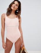Rhythm Stripe Summer Swimsuit In White-multi