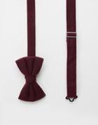 Asos Bow Tie In Textured Burgundy - Burgundy