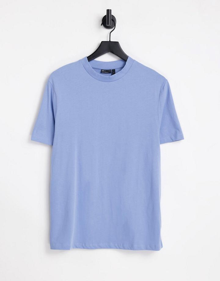 Asos Design Organic Blend T-shirt With Crew Neck In Blue