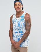 Adidas Originals Graphic Logo Tank In Blue Az1146 - Blue