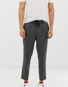 Selected Homme Ankle Length Smart Pants With Drawstring Waist In Gray - Gray