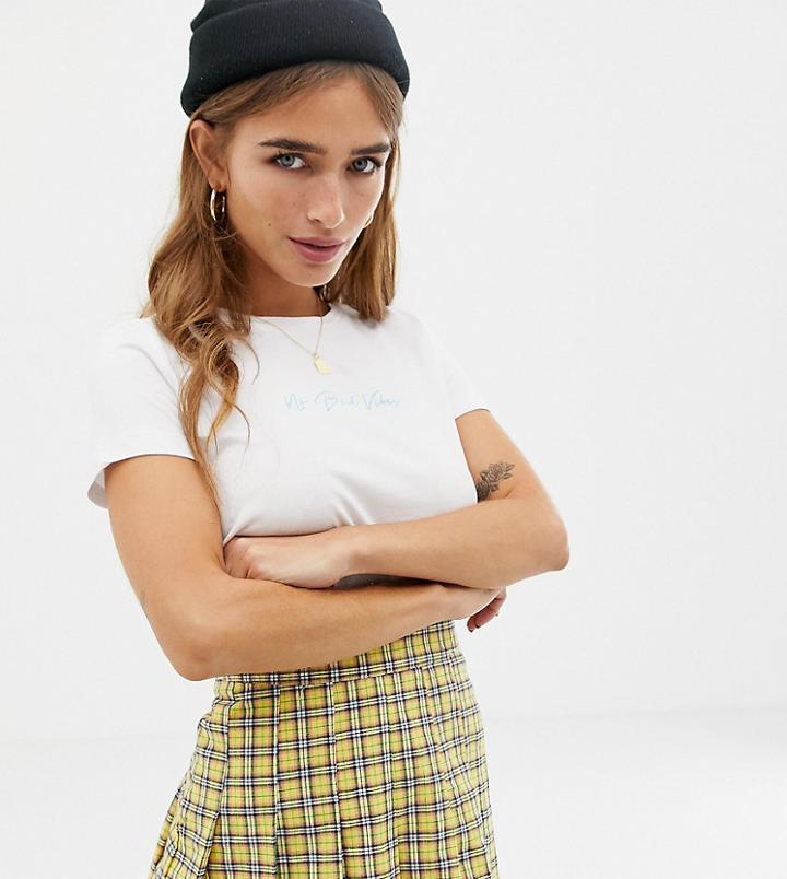 Noisy May Petite Organic Slogan T-shirt - White