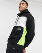 Pull & Bear Hoodie With Contrast White Panel In Black