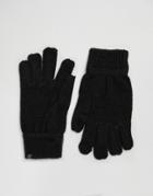 Plush Metallic Smartphone Gloves - Black