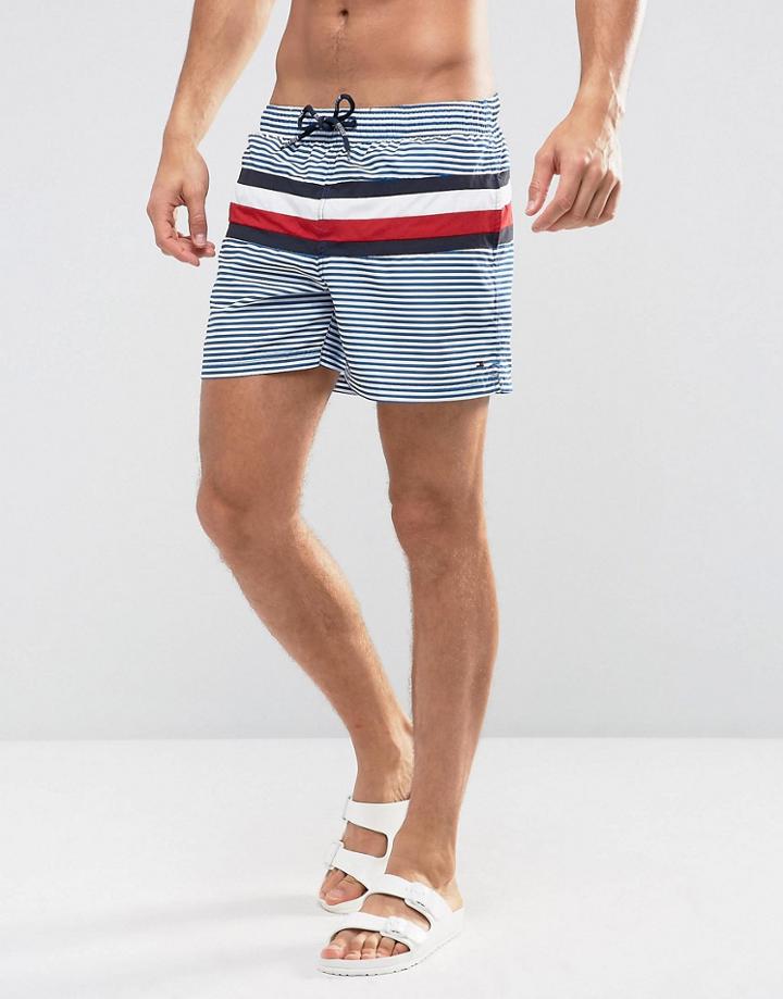 Tommy Hilfiger Stripe Swim Shorts Icon Stripe In Blue - Blue