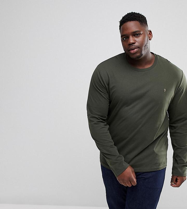 Farah Plus Farris Slim Fit Long Sleeve T-shirt In Green - Green