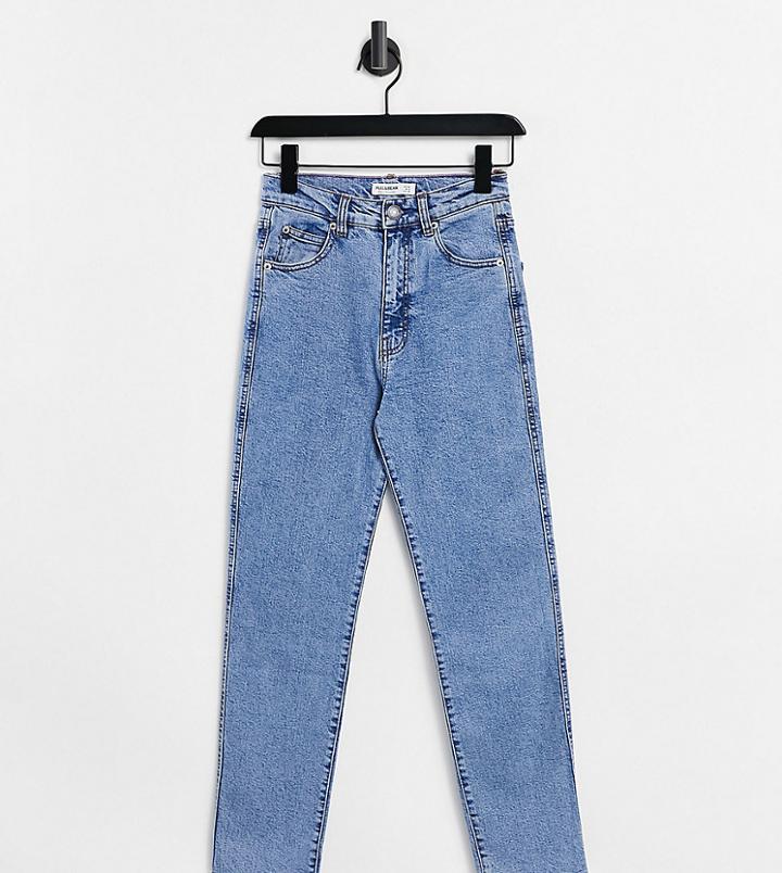 Pull & Bear Slim Mom Jean With Stretch In Blue-blues