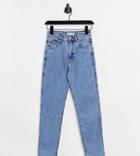 Pull & Bear Slim Mom Jean With Stretch In Blue-blues