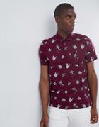 Ted Baker Polo Shirt In Floral All Over Print - Purple