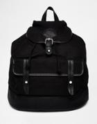 Pieces Double Pocket Backpack In Canvas - Black