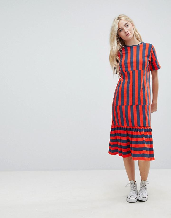 Asos Midi Block Stripe T-shirt Dress - Multi