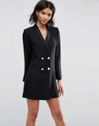 Asos Ultimate Tux Blazer Mini Dress With Pearl Buttons - Black