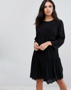 Y.a.s Rise Sleeve Dress With Lace Insert - Black