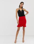 Ax Paris Frill Hem Mini Skirt - Red