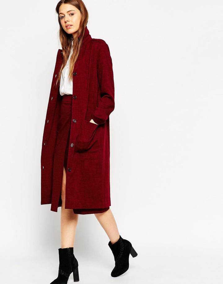 Asos 60s Longline Jacket Co-ord - Wine