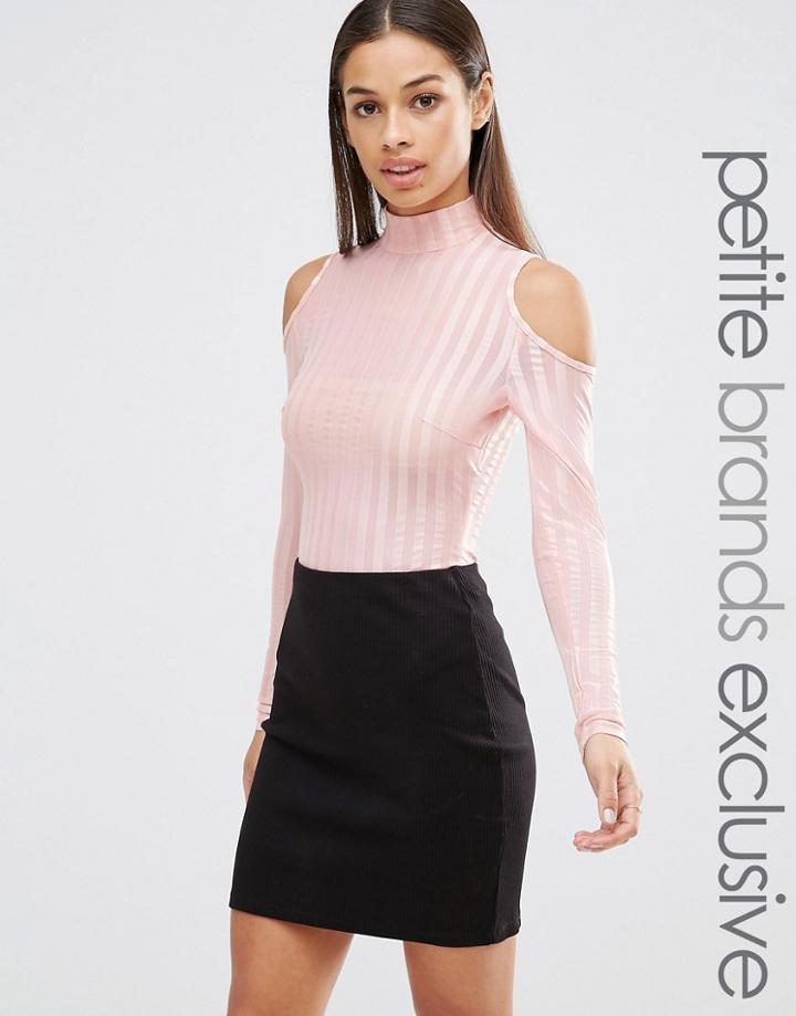 Naanaa Petite Cold Shoulder Shirt Body - Blush