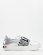 Love Moschino Logo Band Sneakers In Silver