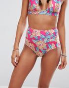Asos Mix And Match High Waist Bikini Bottom In Carnival Floral Print - Multi