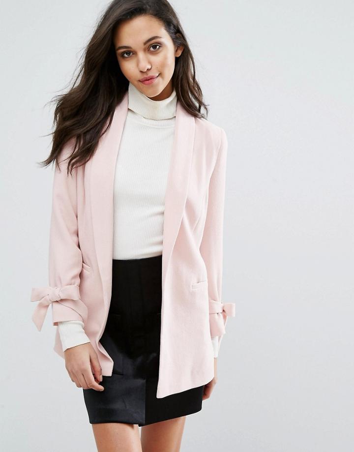 Miss Selfridge Bow Sleeve Blazer - Pink