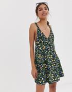 Asos Design Seamed Mini Swing Sundress In Ditsy Floral-multi