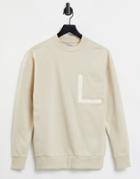 Another Influence Drop Shoulder Pocket Sweater In Stone-neutral