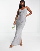 Beauut Bridesmaid Allover Embellished Cami Maxi Dress In Gray-grey