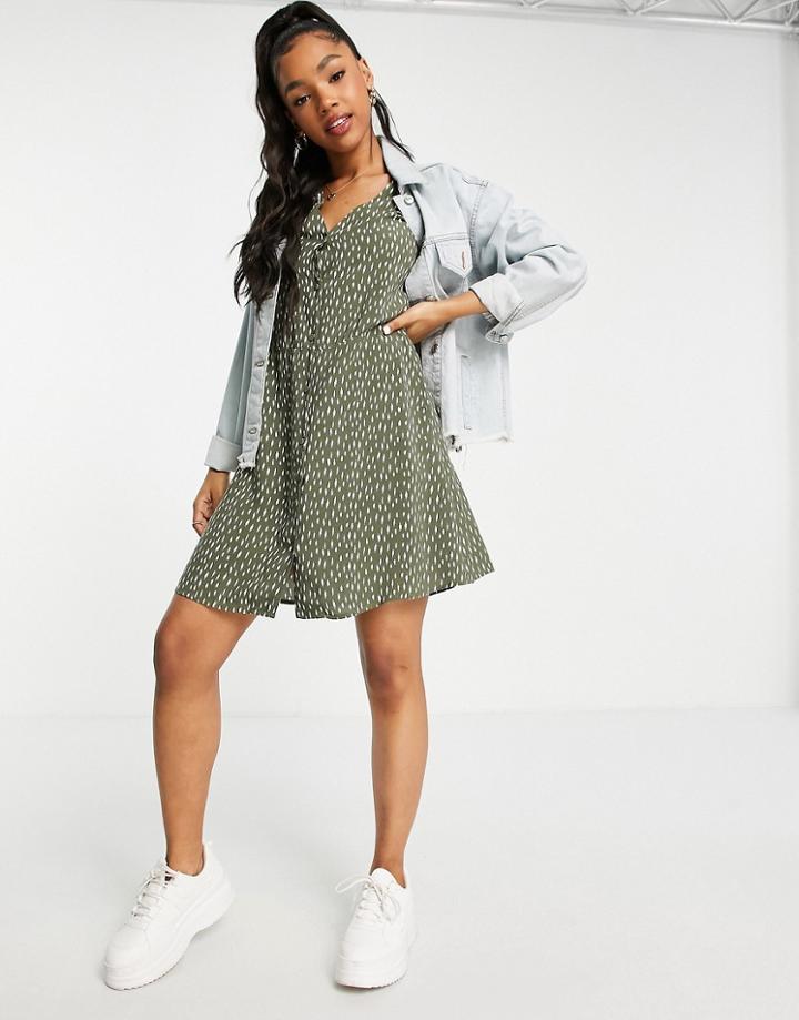 Jdy Staar Life Short Sleeve Shirt Dress In Beetle Green