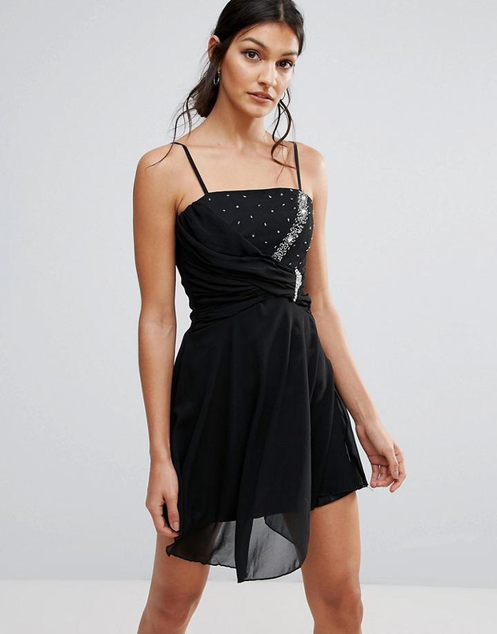 Pussycat London Embellished Skater Dress - Black