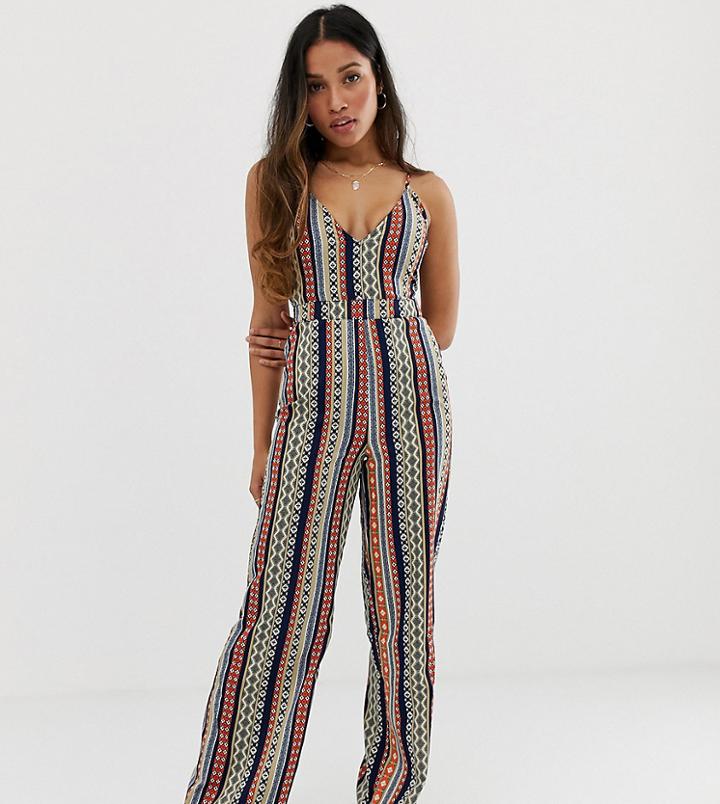Parisian Petite Cami Strap Stripe Jumpsuit - Multi