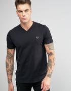 Fred Perry V Neck T-shirt In Black - Black