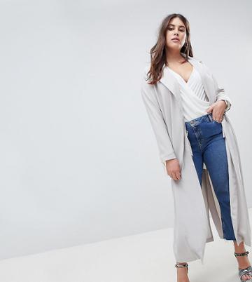 Missguided Plus Duster Coat - Gray