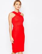 Oasis Cross Front Bodycon Dress - Red