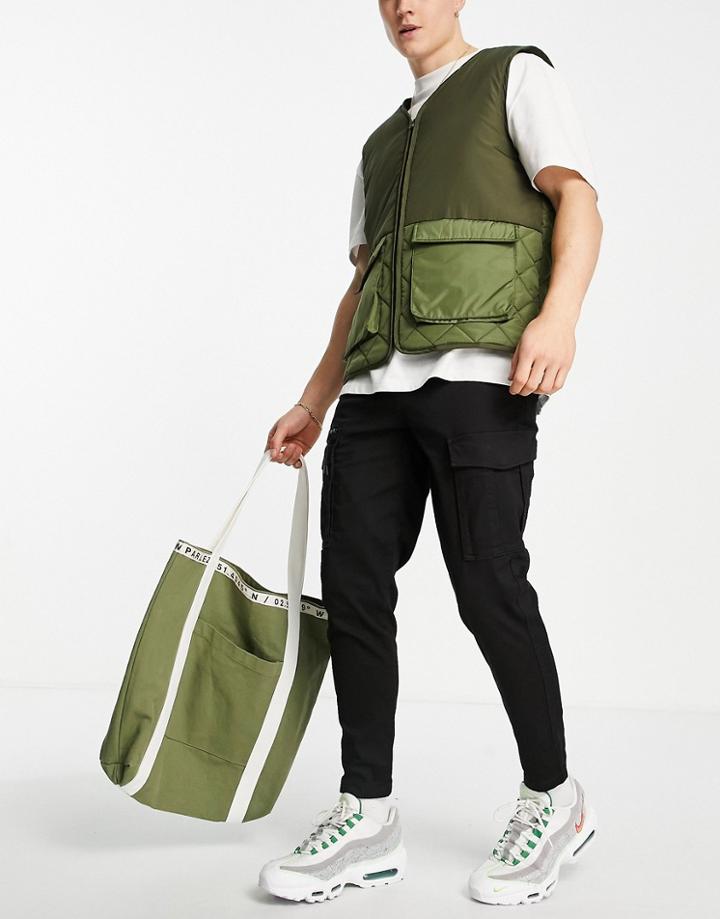 Jack & Jones Tapered Cargo Pants In Black