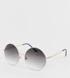 South Beach Exclusive Round Sunglasses With Gold Frames And Smoke Lens - Gold