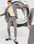 Asos Design Skinny Soft Tailored Suit Pants In Burgundy Herringbone