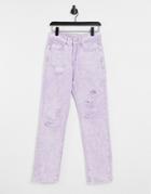 Liquor N Poker Straight Leg Jeans In Acid Wash Purple Denim With Distressing - Part Of A Set
