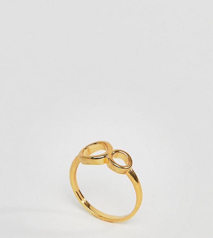 Asos Gold Plated Sterling Silver Double Circle Ring - Gold